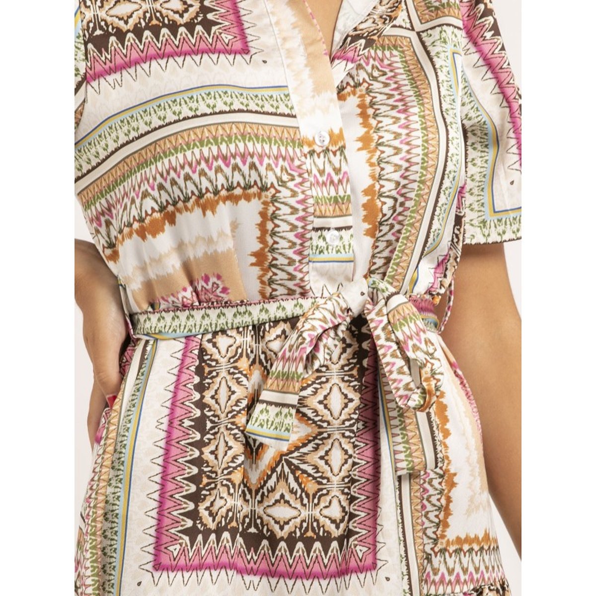 Robe Longue Motifs Illuzi ecru, DONA LISA