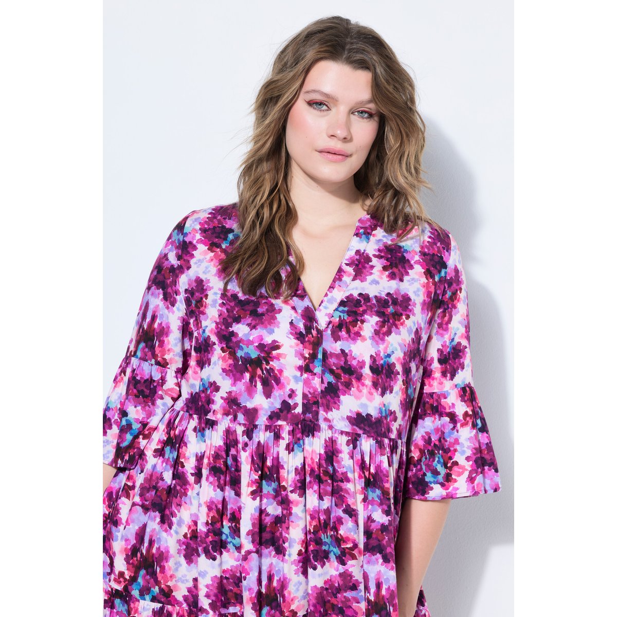 Robe évasée à volants, imprimé floral menthe bleue, STUDIO UNTOLD