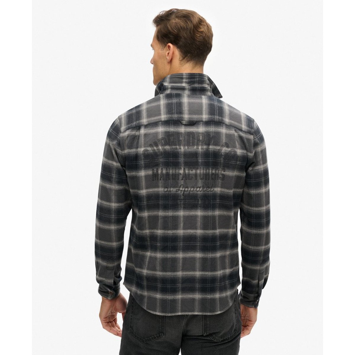 Surchemise brodée à carreaux noir à carreaux roderick, SUPERDRY