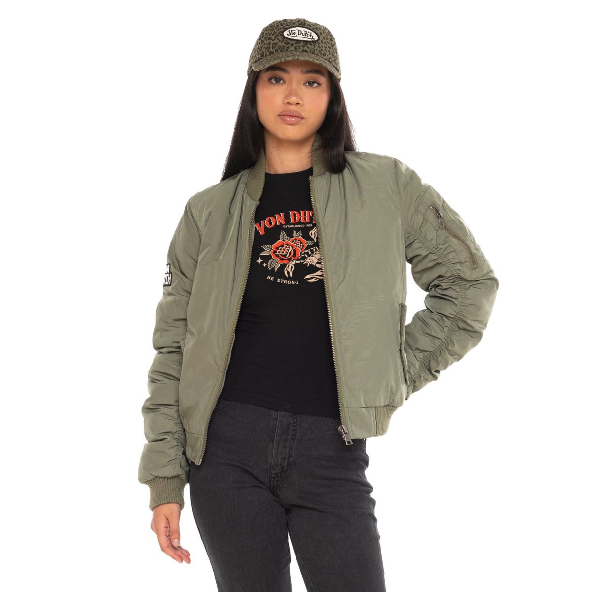 Veste bombers PIMP vert/blanc/noir, VON DUTCH
