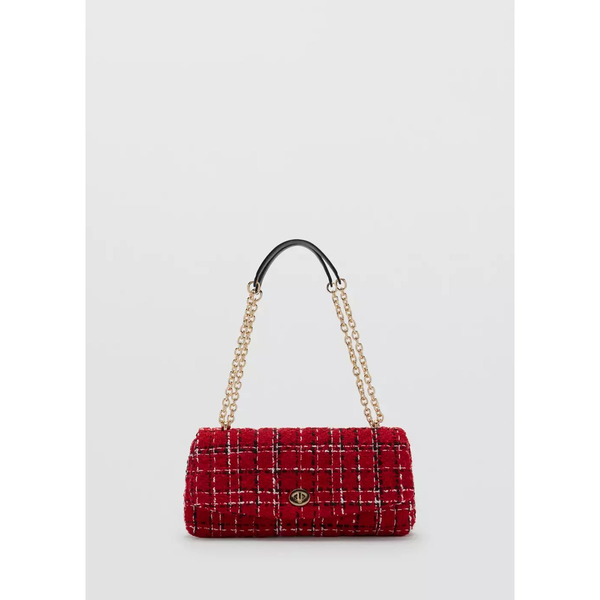 Sac bandoulière en tweed rouge, MANGO