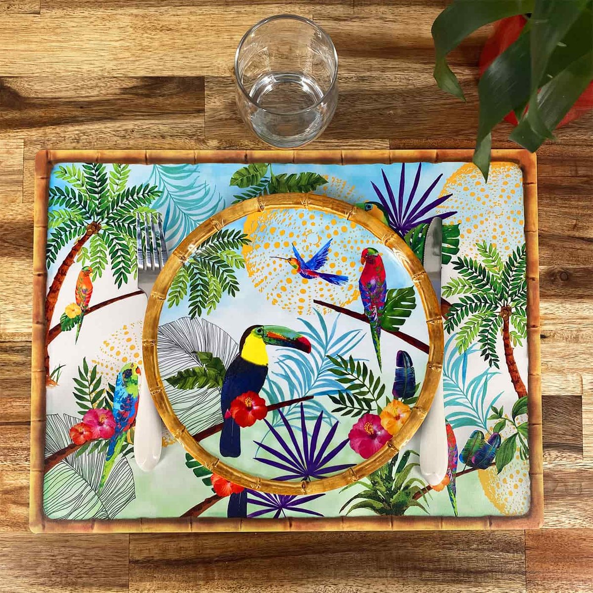 Set de table rectangulaire (40 x 30 cm) lot de 6 - Toucans de Rio couleur unique, LES JARDINS DE LA COMTESSE