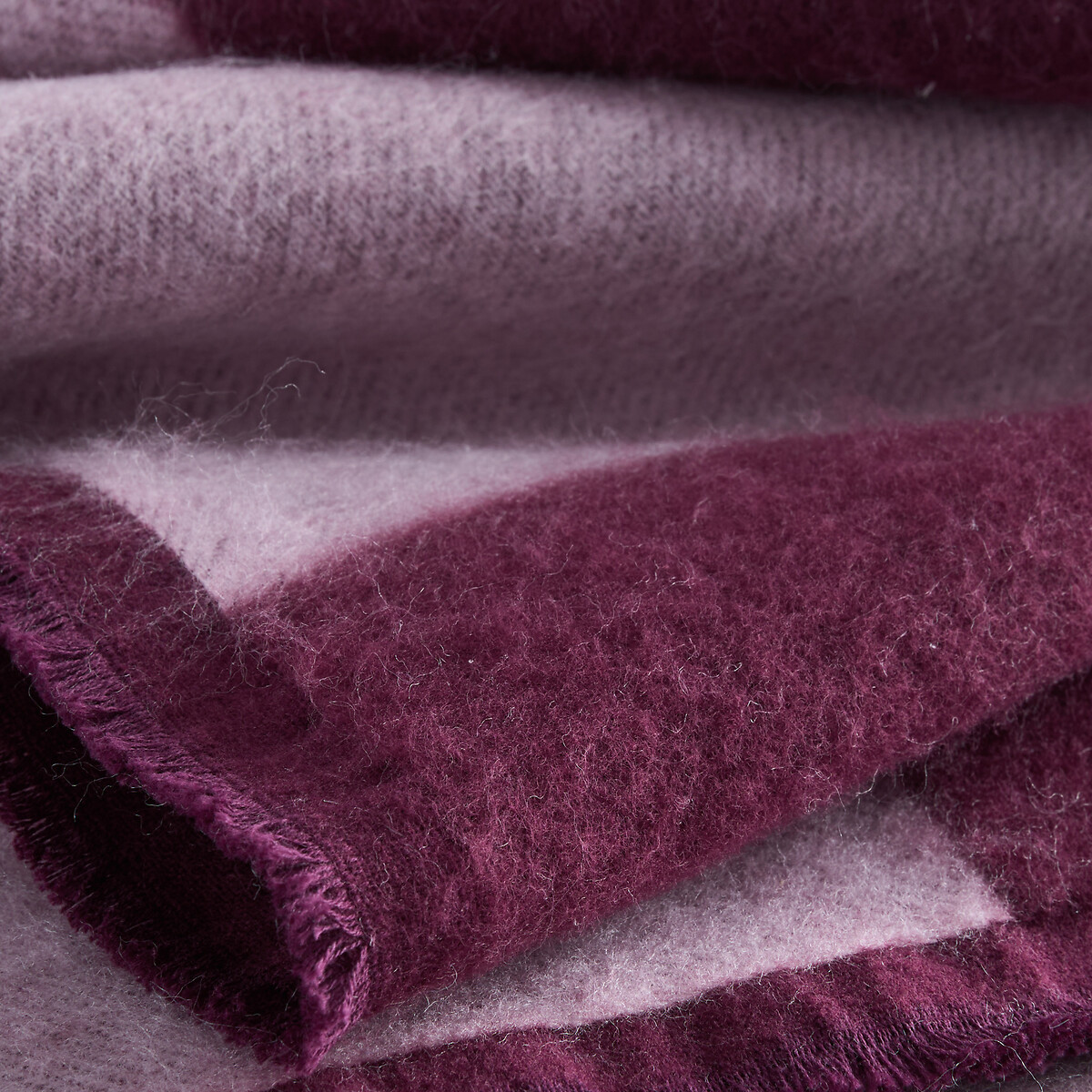 Colcha de jacquard de rayas geométricas con flecos, TABAKA burdeos/rosa, LA REDOUTE INTERIEURS