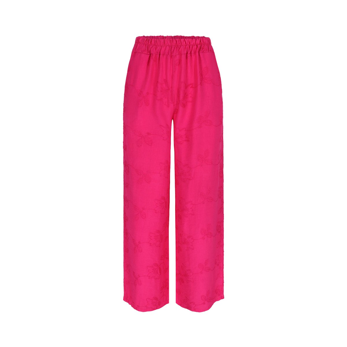 Pantalon brodé fluide fuchsia, LOLALIZA