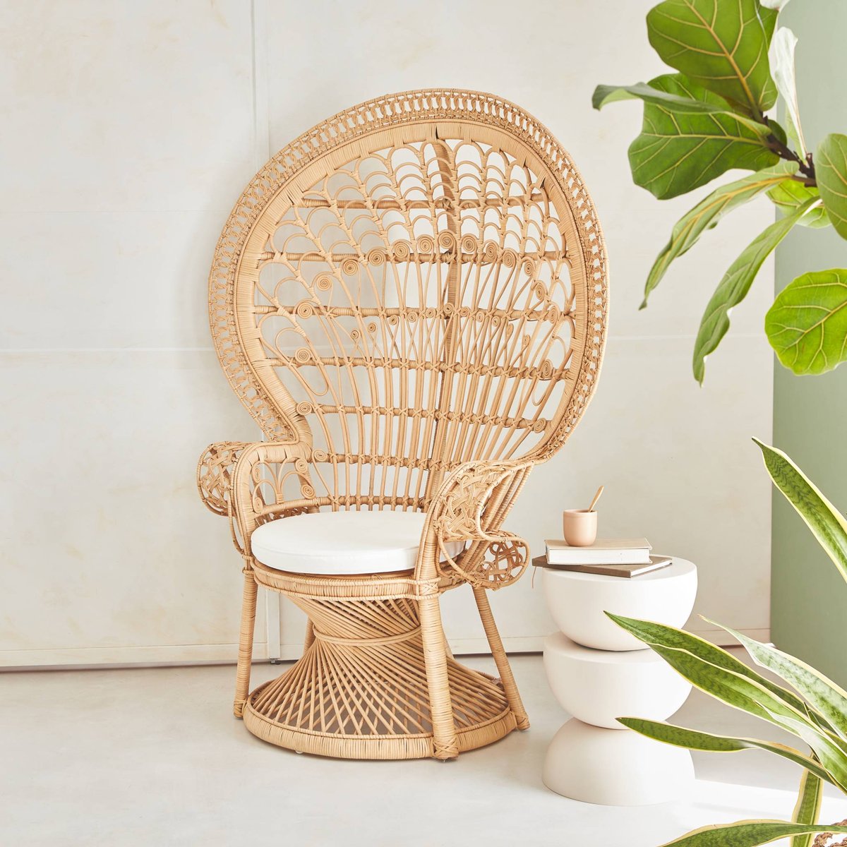 Fauteuil vintage rotin MAHE naturel, SWEEEK