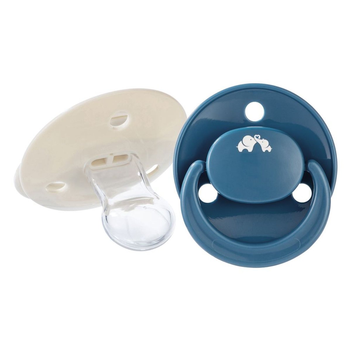 Lot de 2 sucettes réversible Eco silicone 6-18 mois Sand/Blue couleur unique, BEBECONFORT