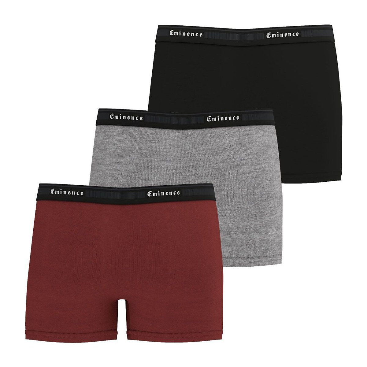 Pack of 3 Tailor Plain Hipsters black + grey + red + black, EMINENCE