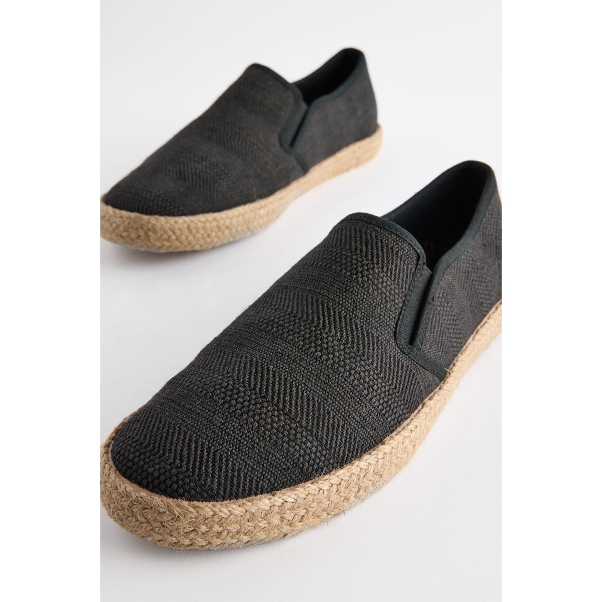 Espadrilles texturées coupe classique noir, NEXT