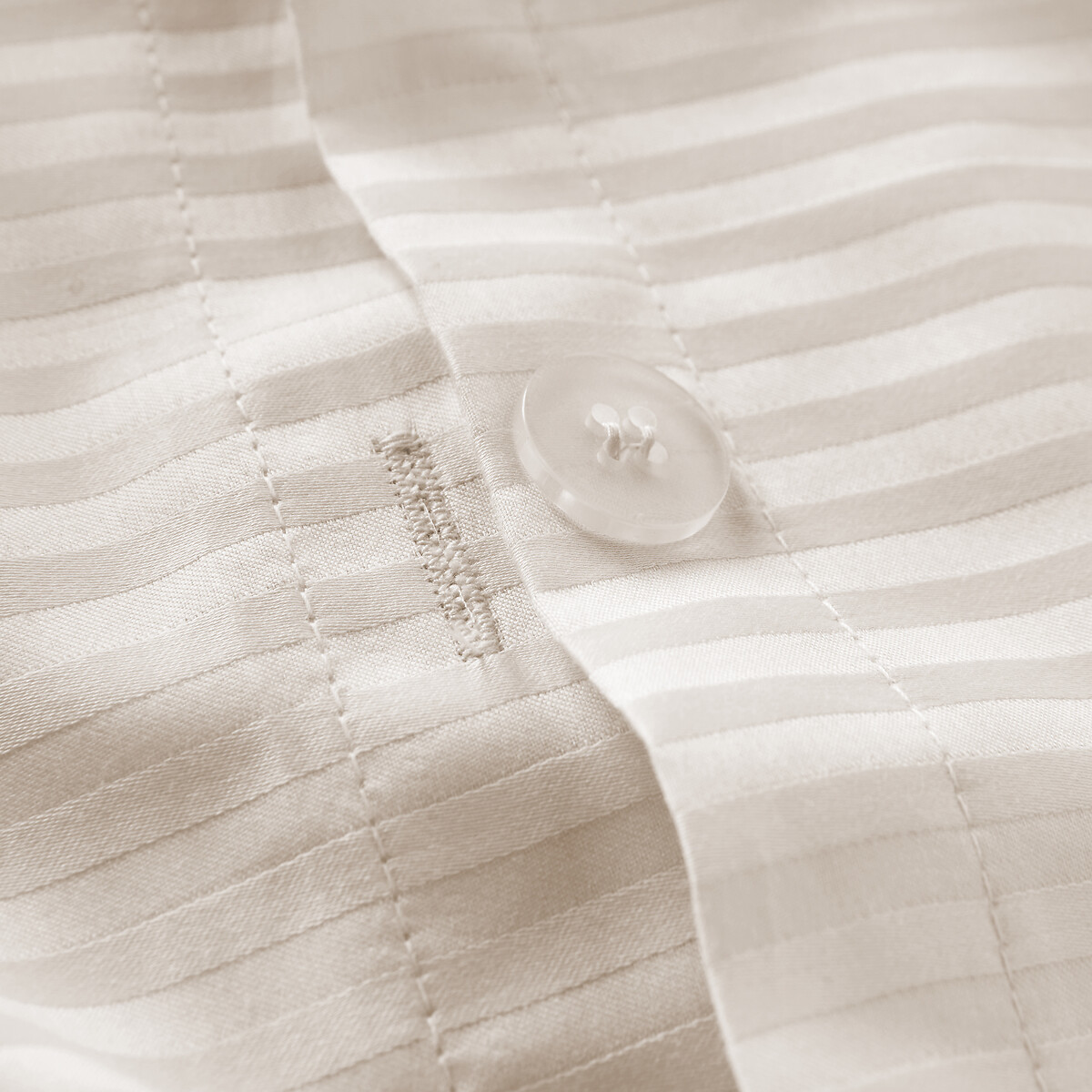 Opale Striped Cotton Satin 350 Thread Count Duvet Cover ivory, LA REDOUTE INTERIEURS