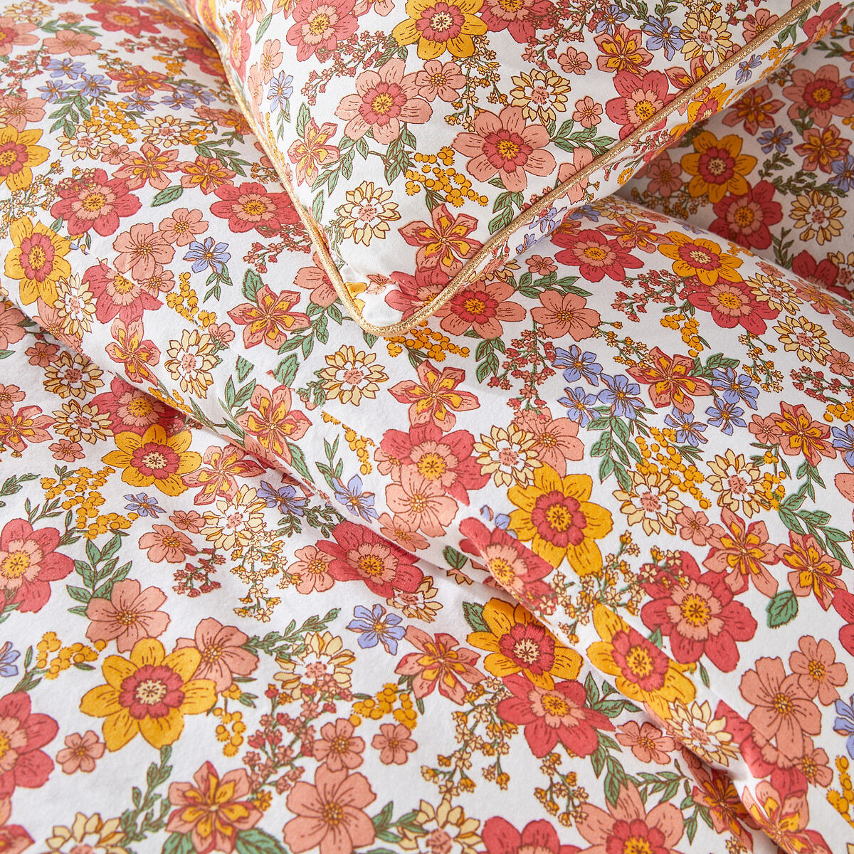 Housse de couette coton lavé, Meredith imprimé fleurs, LA REDOUTE INTERIEURS