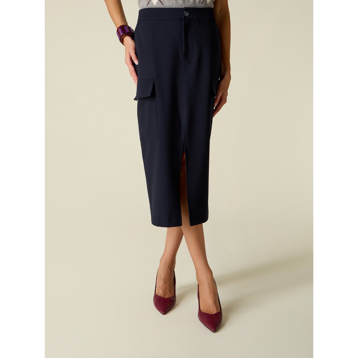 Jupe droite cargo bleu, OLTRE