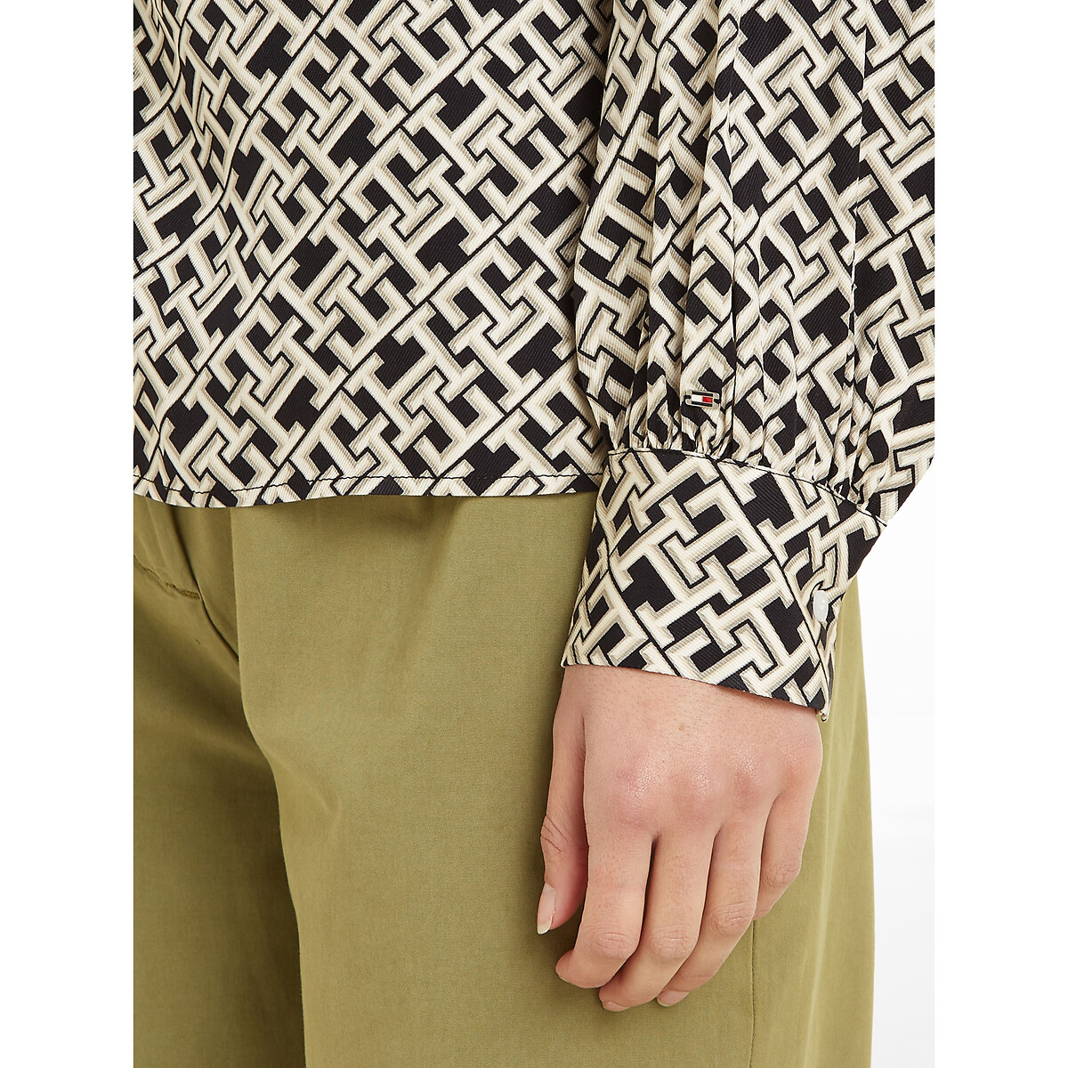 Blouse imprimée à manches longues imprimé noir, TOMMY HILFIGER