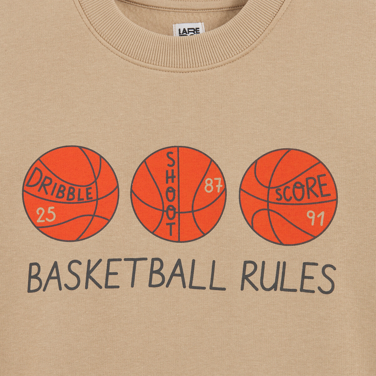 Basketball Print Fleece Crew Neck Sweatshirt beige, LA REDOUTE COLLECTIONS