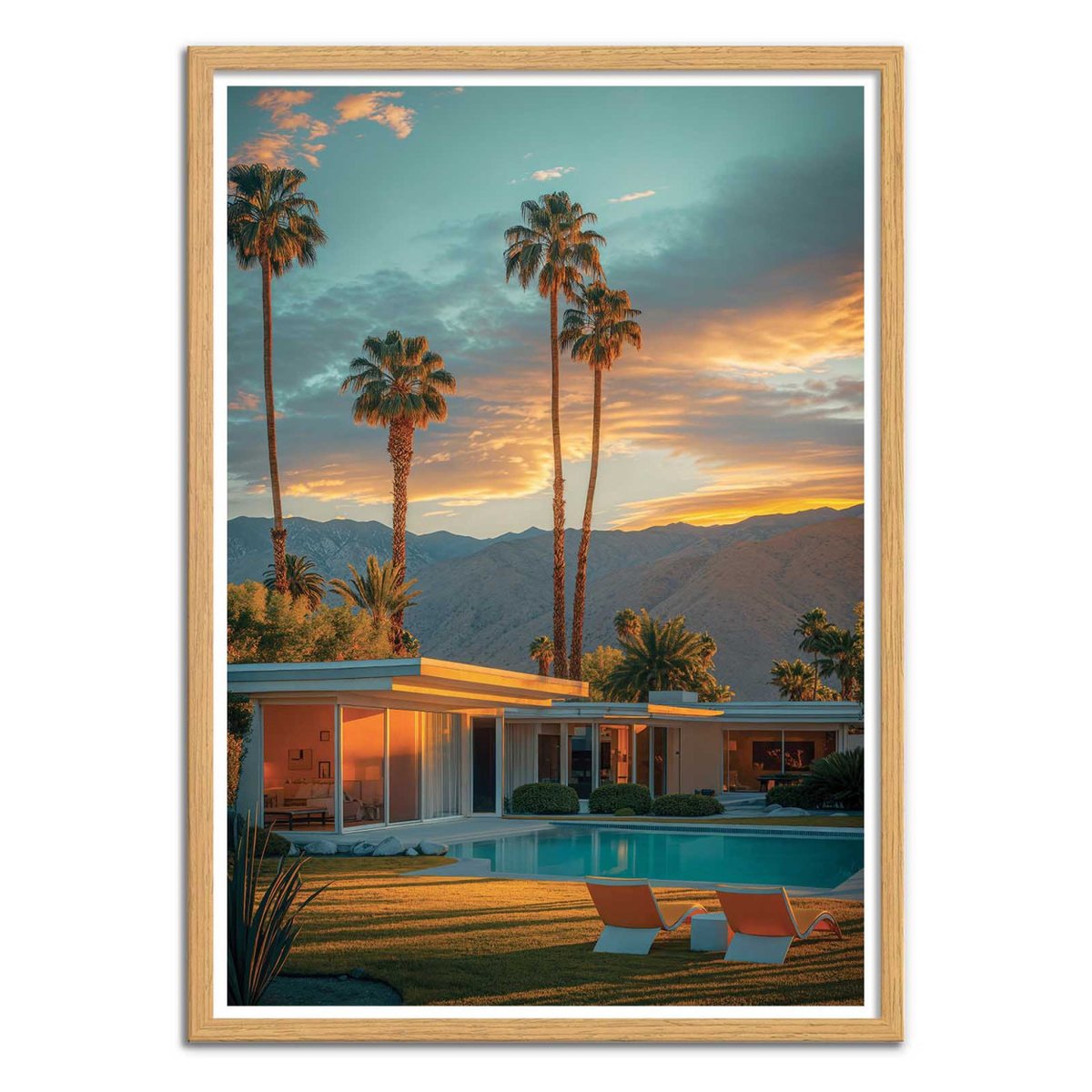 Affiche d'art - Palm Springs Golden Sunset - Philippe Hugonnard couleur unique, WALL EDITIONS