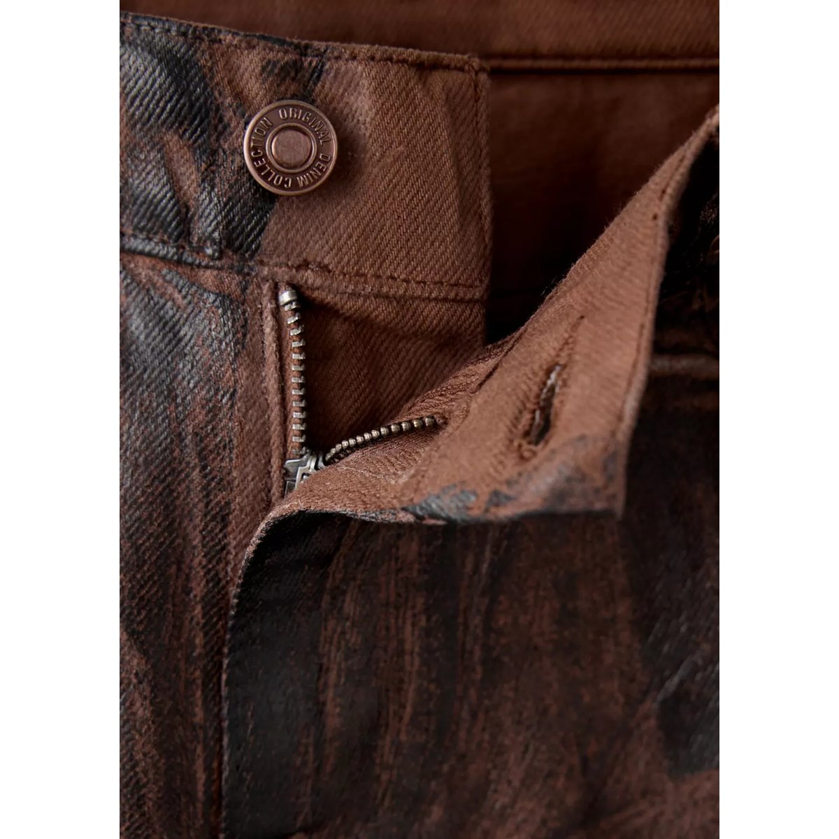 Jean droit effet enduit chocolat, MANGO