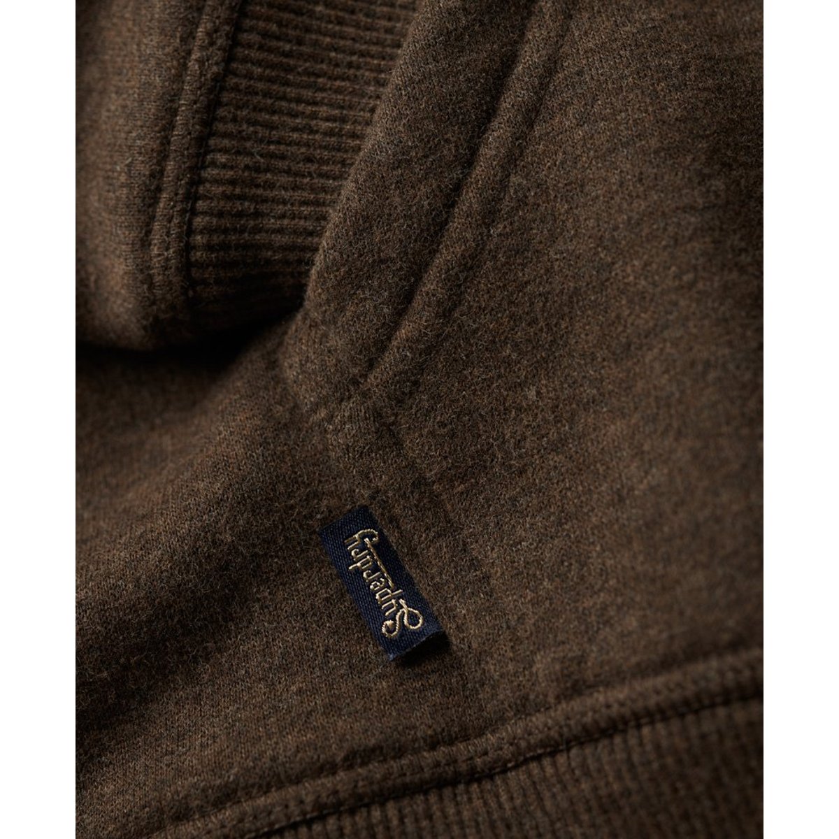 Sweat à capuche à logo Essential chocolat marron foncé chiné, SUPERDRY