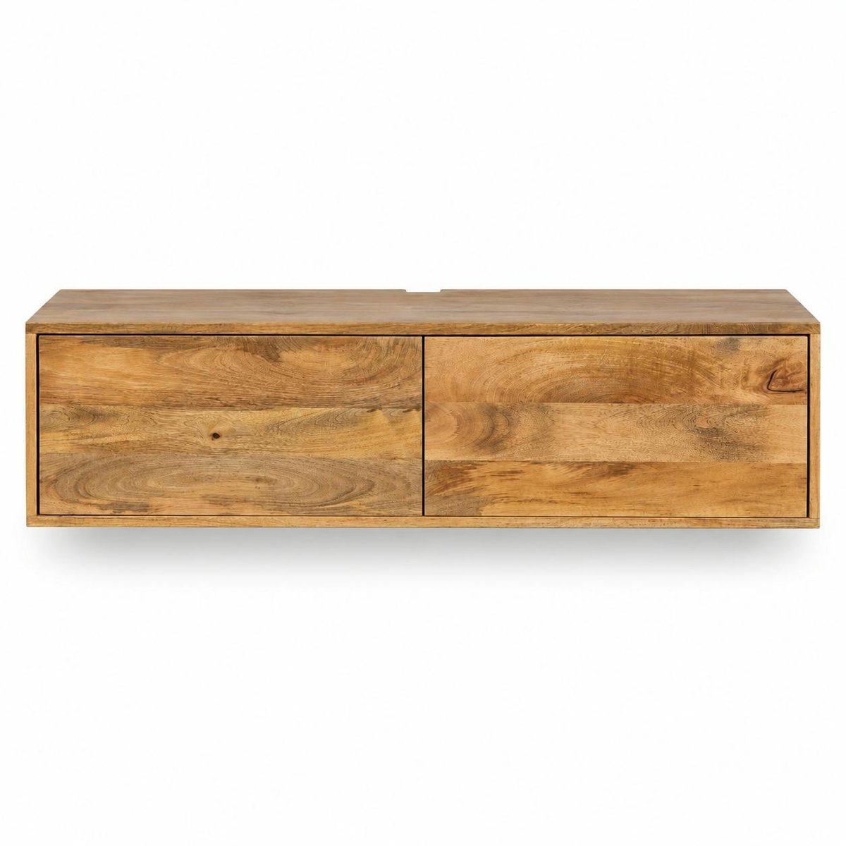 Meuble TV suspendu 2 portes bois de manguier naturel ALMA bois naturel, PIER IMPORT
