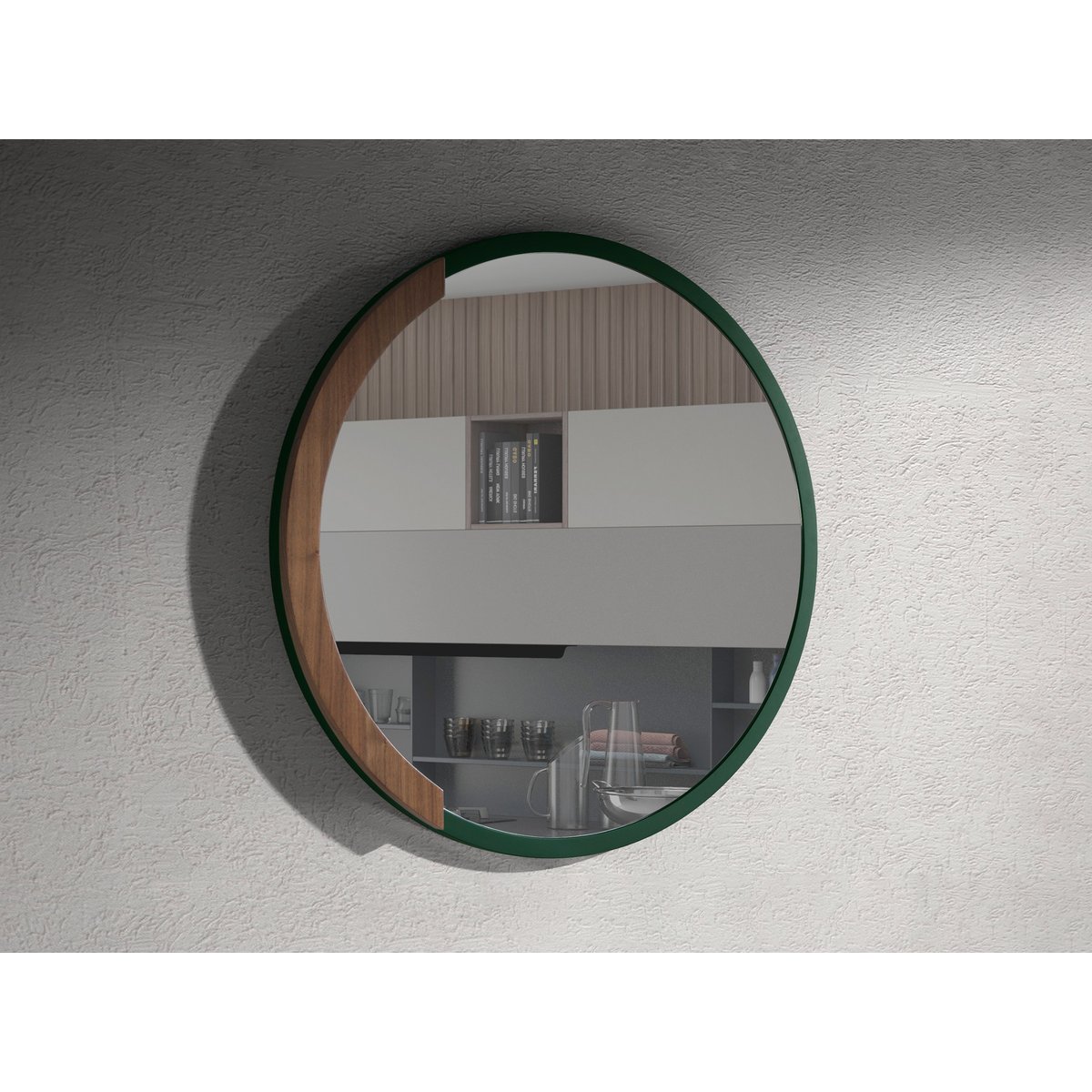 Miroir mural rond bois noyer | noir, ANGEL CERDA