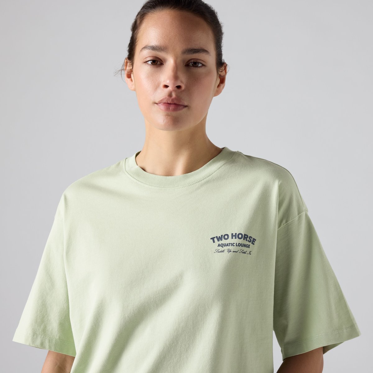T-shirt graphique coupe vintage vert - two horse aquatic lounge cameo green body, LEVI'S