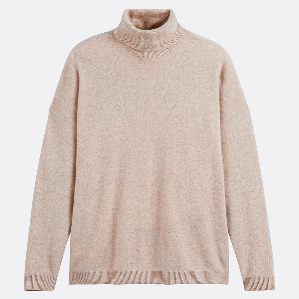 Trui met rolkraag, fijn kasjmier mêleebeige, LA REDOUTE COLLECTIONS