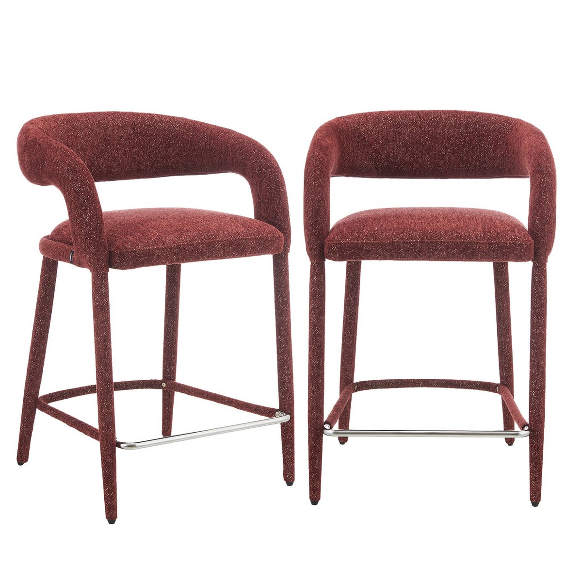 Tabouret de bar contemporain tissu (lot de 2) ALESSIA bordeaux, SWEEEK