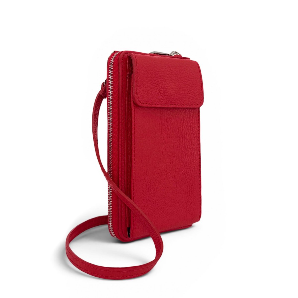 Mini-sac pochette en cuir grainé italien STREET rouge clair, OH MY BAG