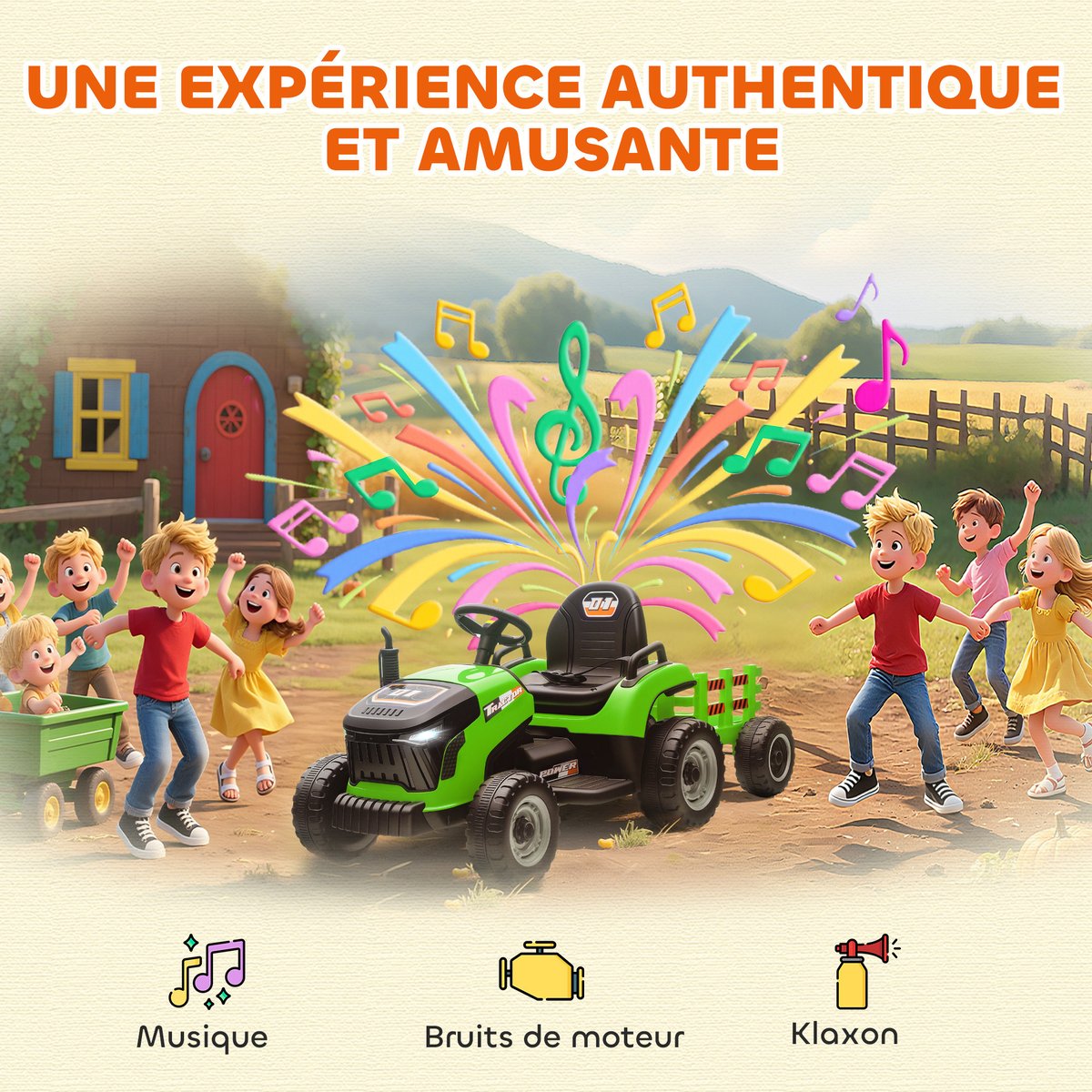 Voiture de chantier électrique à conducteur vert, AIYAPLAY
