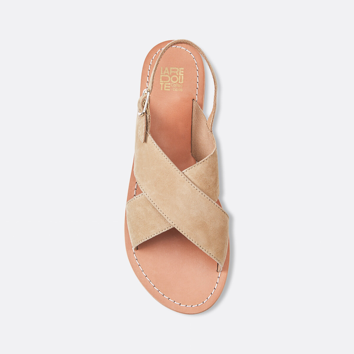 Sandales en cuir suédé Signature LAURINE sable, LA REDOUTE COLLECTIONS