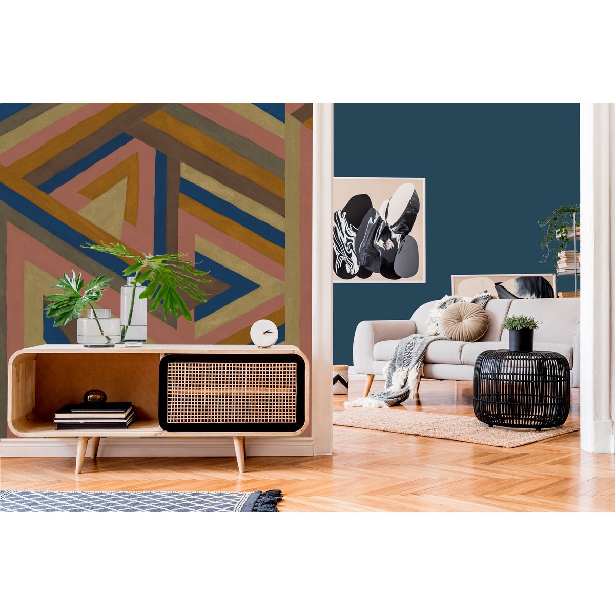 Papier peint panoramique LOOKS Triangles multicolore, LOOKS BY WOLFGANG JOOP