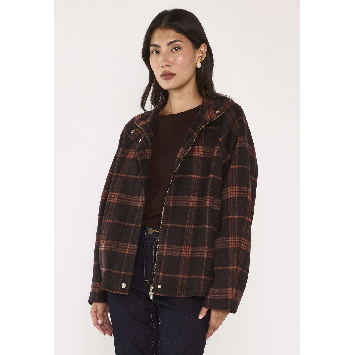 Blouson écossais en laine mélangée FELICITY bordeaux, Maison 123