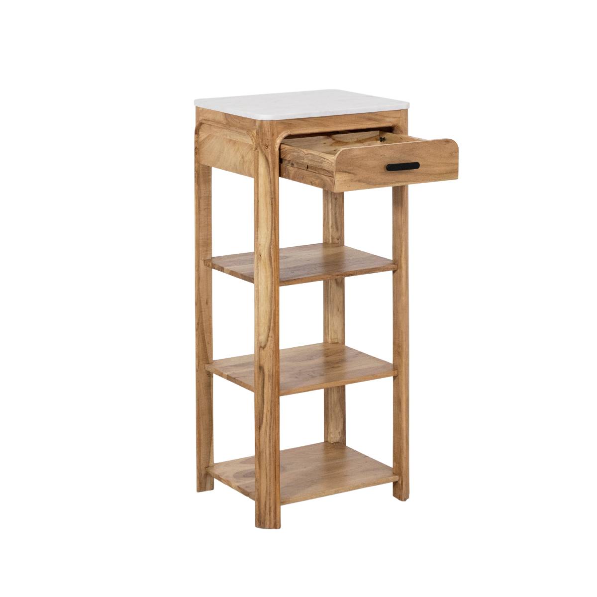 Console en bois d'acacia et marbre EMYR bois clair, MADE IN MEUBLES