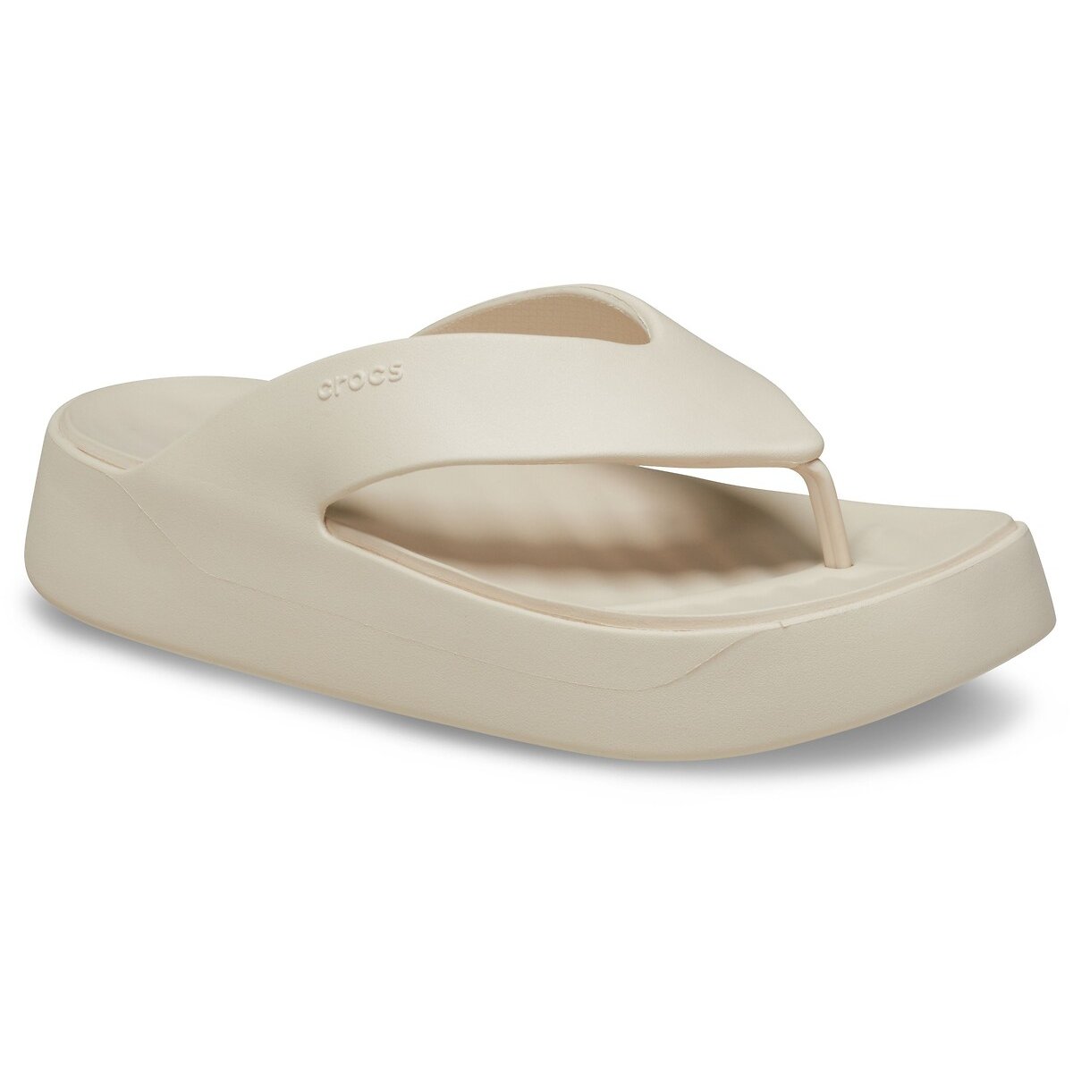 Chinelos com plataforma, getaway flip bege, CROCS