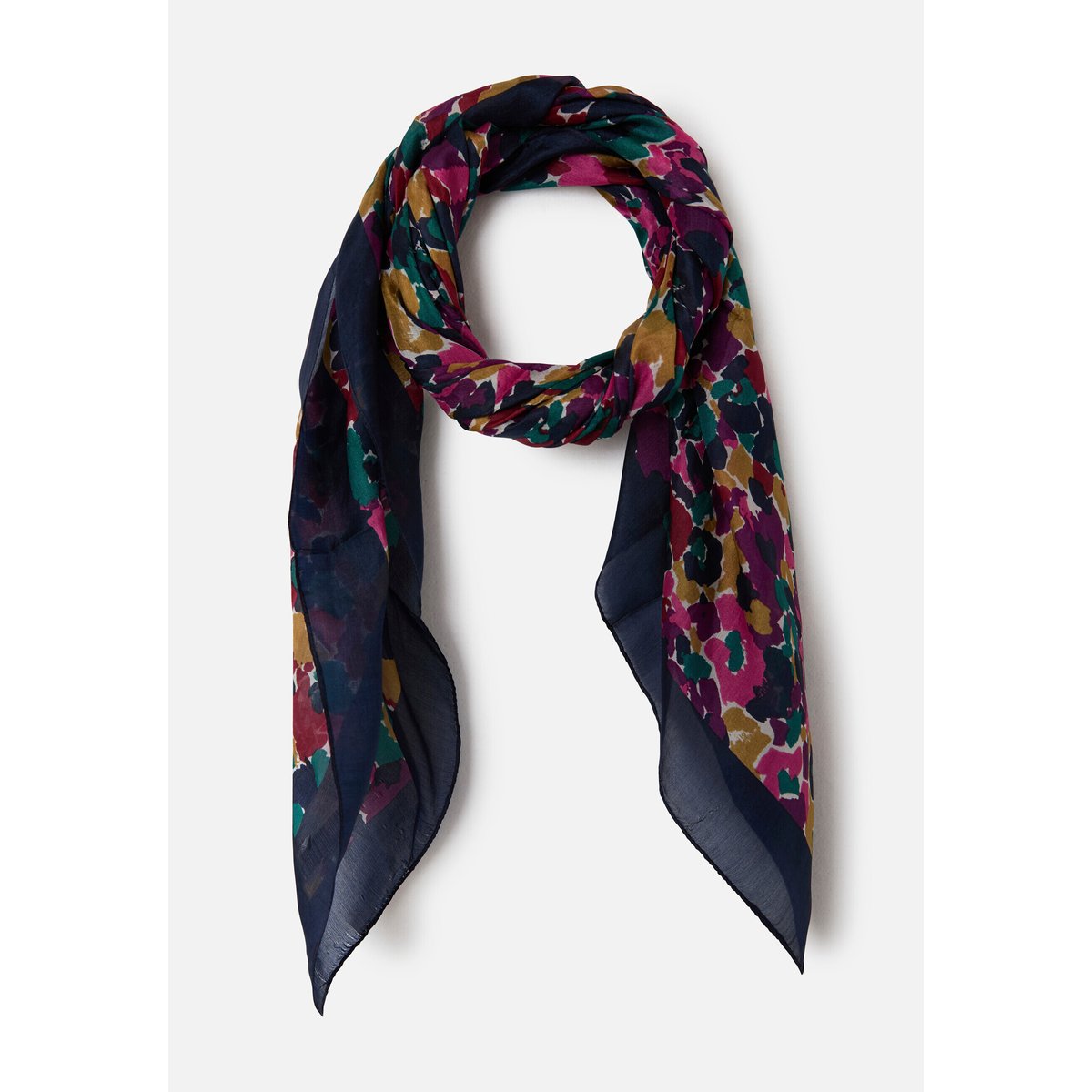 Foulard fleuri pure soie bleu bleu marine fleuri, DAMART