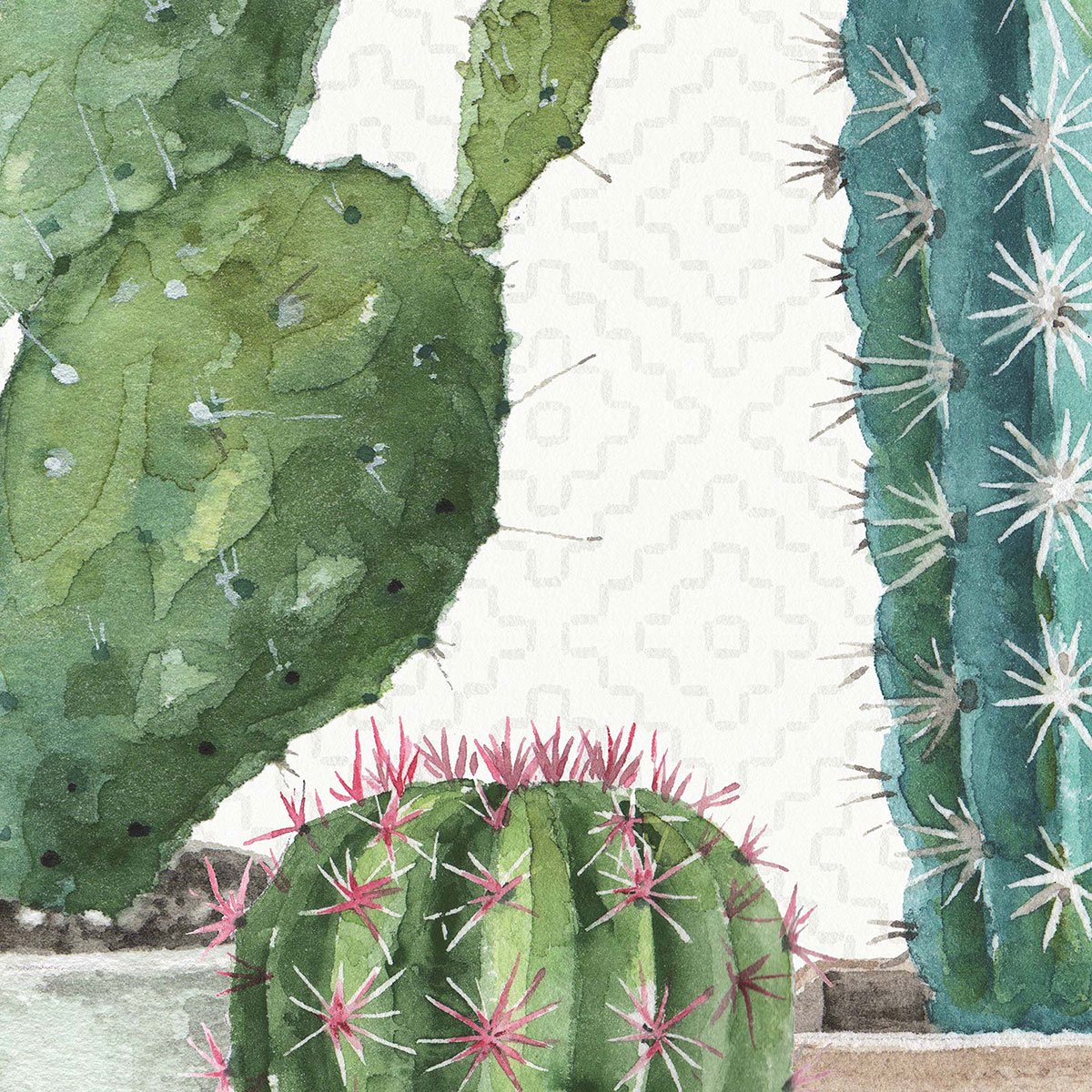 Papier peint exotique cactus fleuris intissé, HEXOA