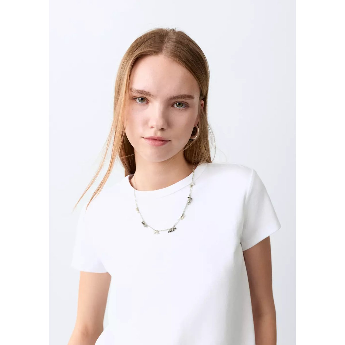 T-shirt basique en coton blanc cassé, MANGO TEEN