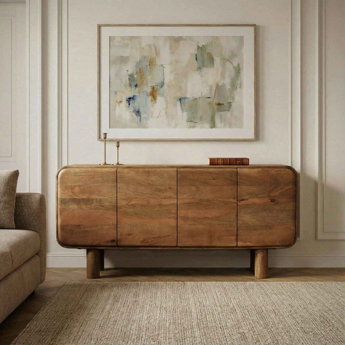Buffet 4 portes en bois massif L160cm- SIRA bois foncé, DRAWER