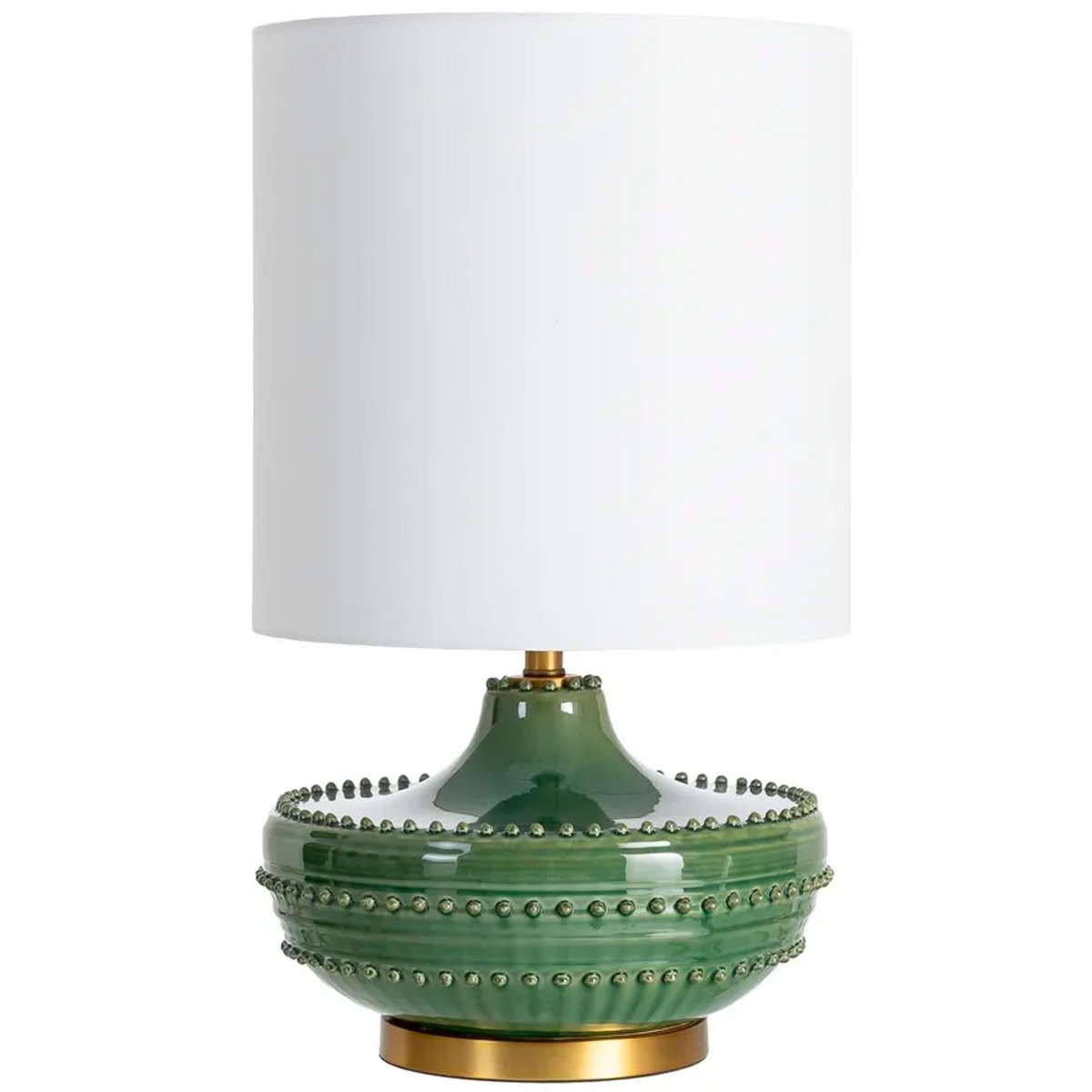 Lampe à poser en céramique verte et abat-jour lin blanc 38x38x65cm vert, WADIGA