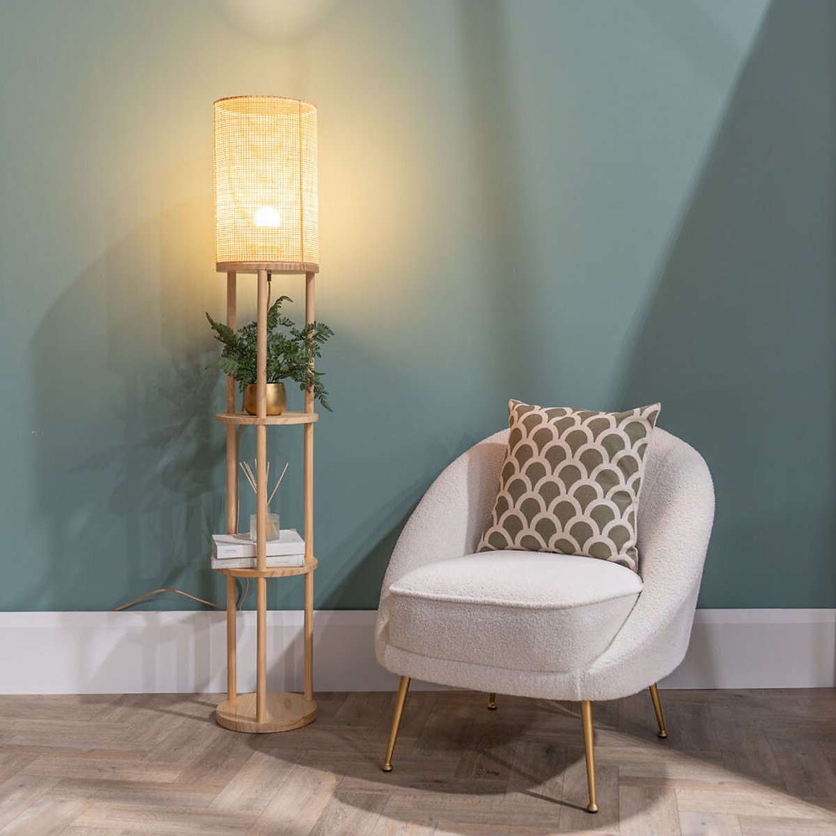 Elisa 3-Tier Soft Light  Floor Lamp with Bamboo Shade natural, SO'HOME