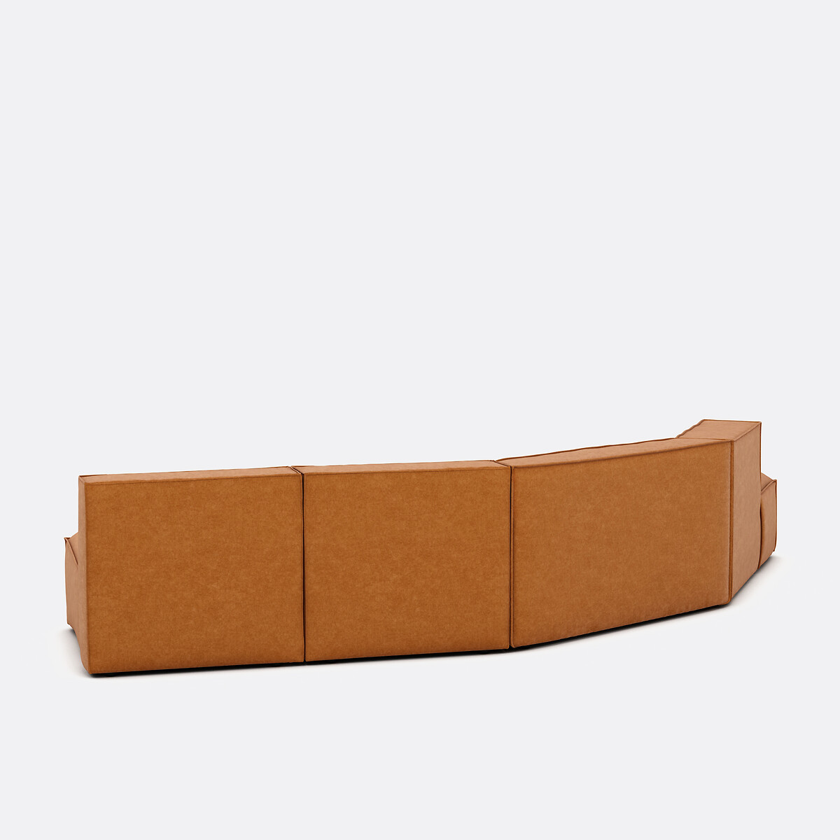 Canapé d'angle ouvert gauche, 4 éléments, en velours texturé, SEVEN ocre, LA REDOUTE INTERIEURS