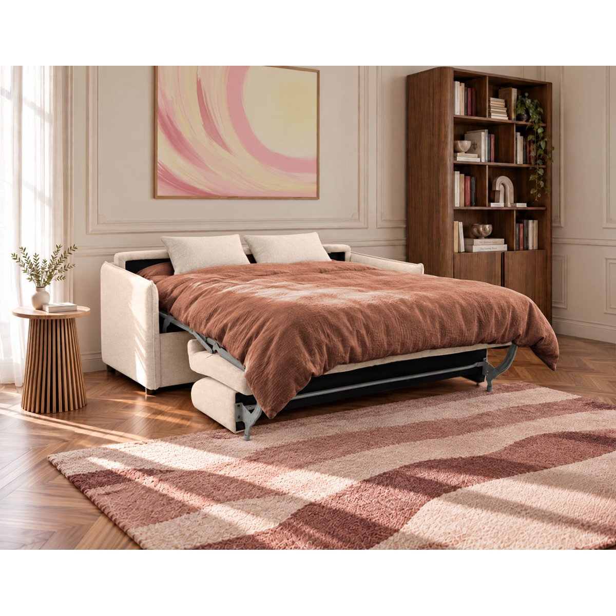 Canapé lit 3pl convertible couchage quotidien, ADELE beige, BEST MOBILIER