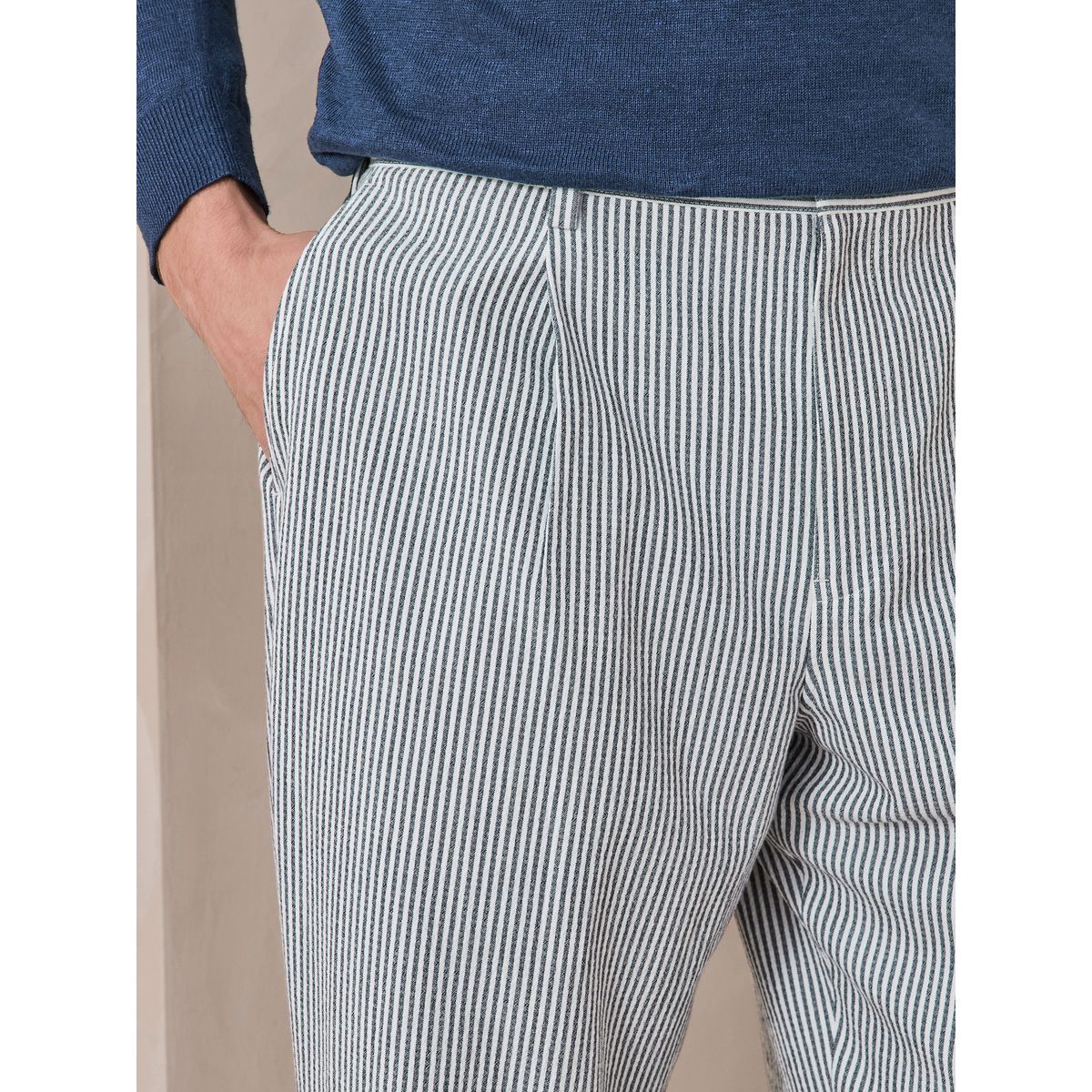 Pantalon de costume décontracté en seersucker bleu, NEXT
