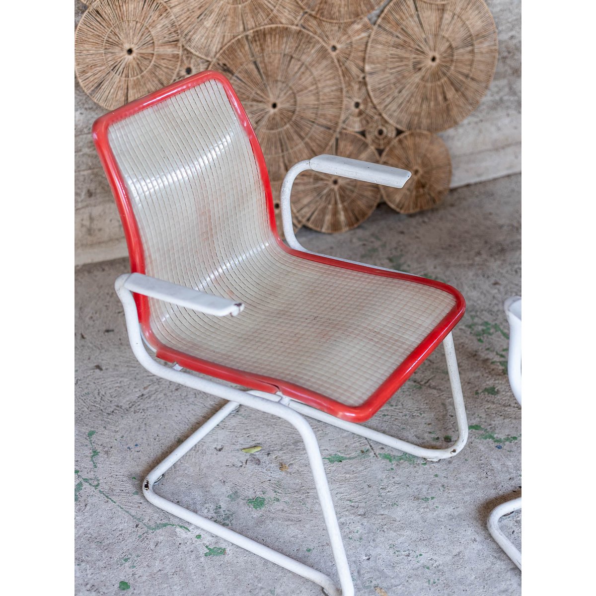 Trio de fauteuils d'extérieur Jakob N°1386 - Bon état blanc, DEBONGOUT