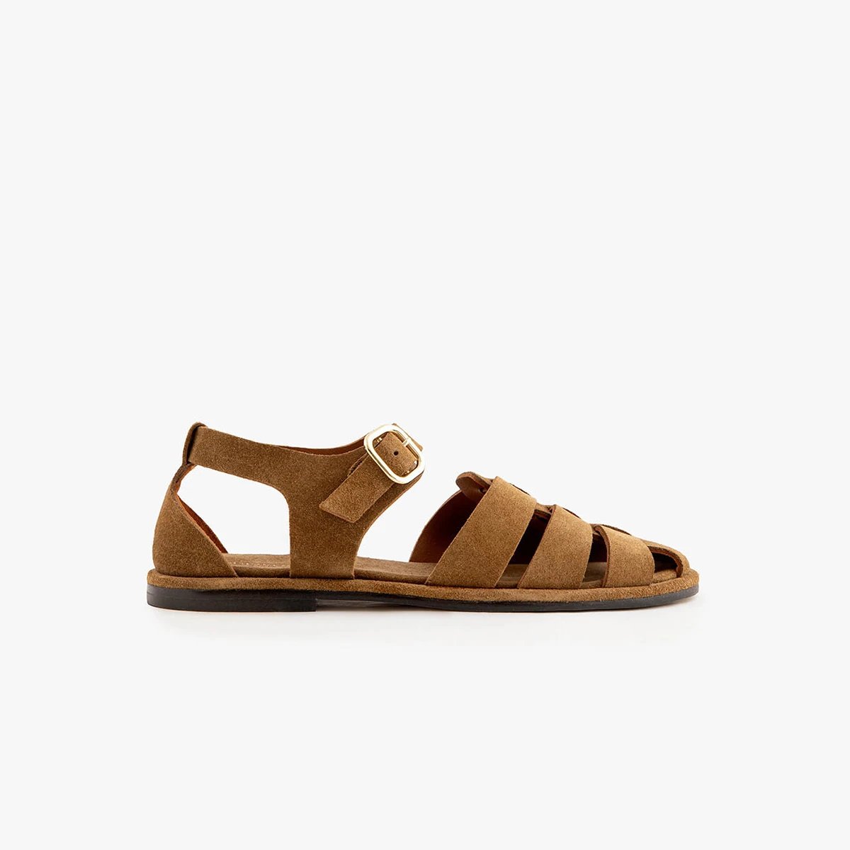 Sandale cuir velours JENNY marron camel, MAISON TOUFET