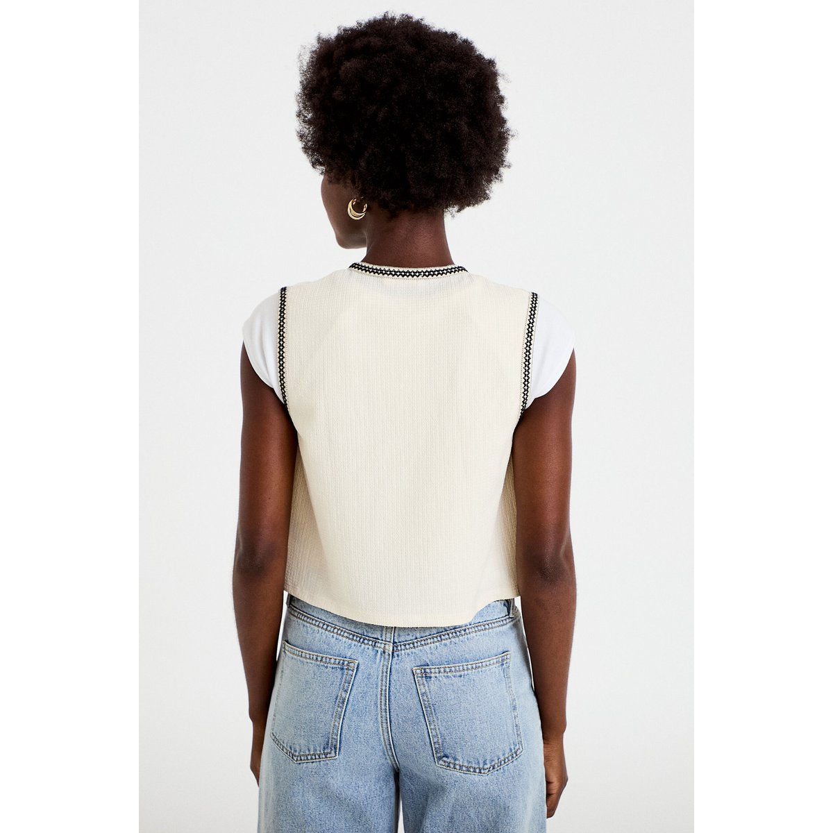 Gilet droit court sans manches ecru, CACHE CACHE