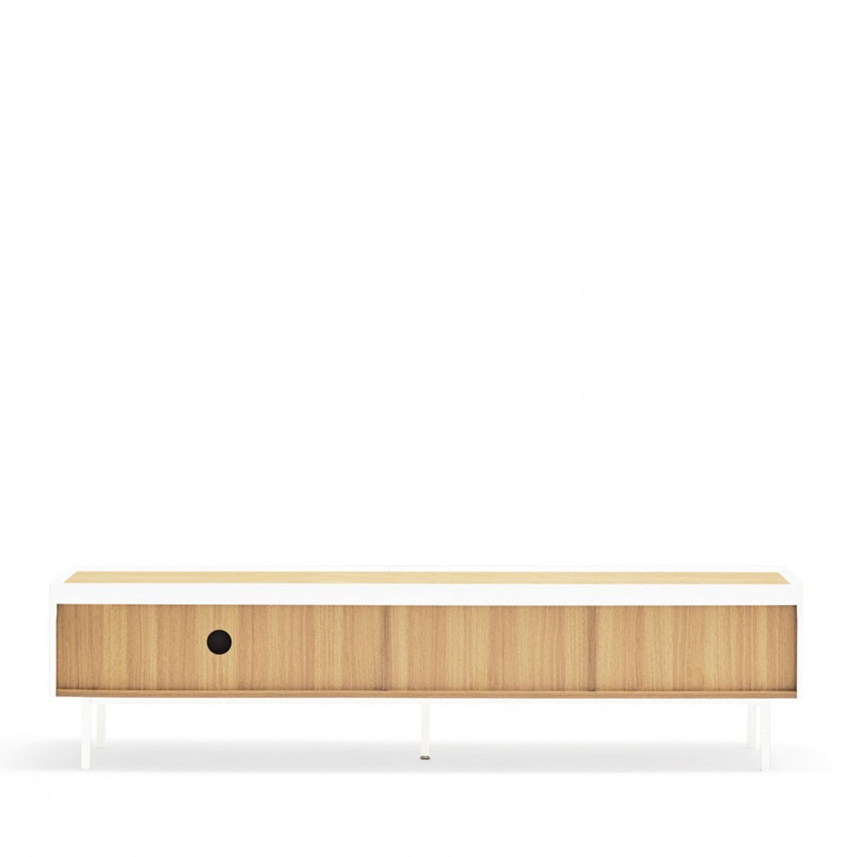 Meuble TV en bois 1 porte 2 tiroirs L180cm- ARISTA blanc, TEULAT