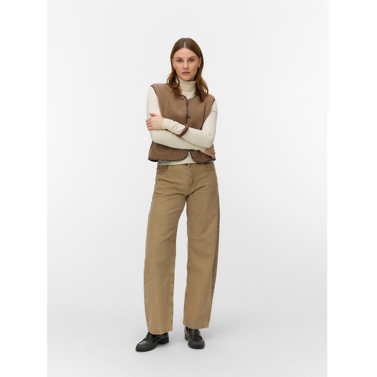 Gilet sans manches en sherpa camel, VERO MODA