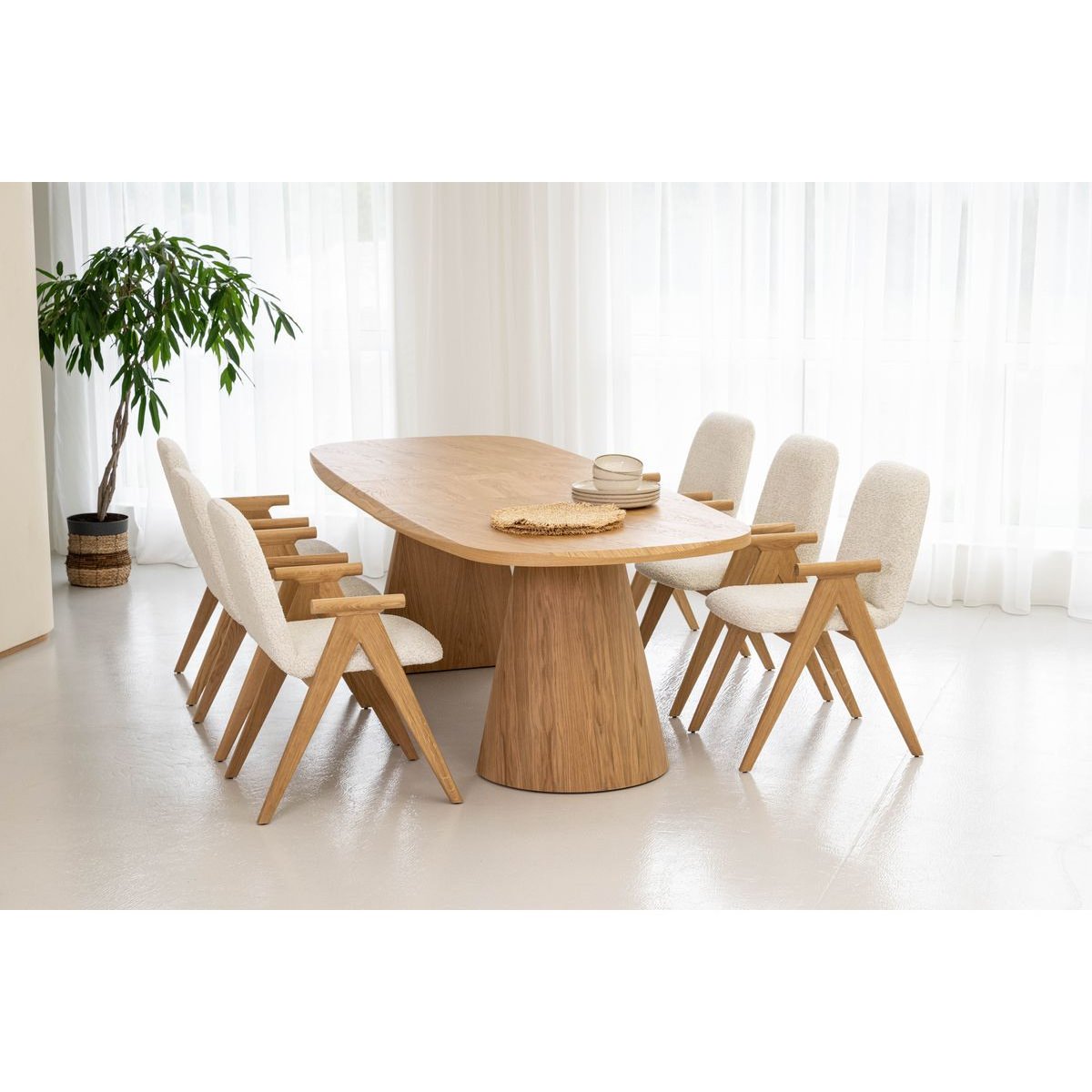 Lot de 2 chaises tissu bouclette, PAGNOL marron clair, BOBOCHIC