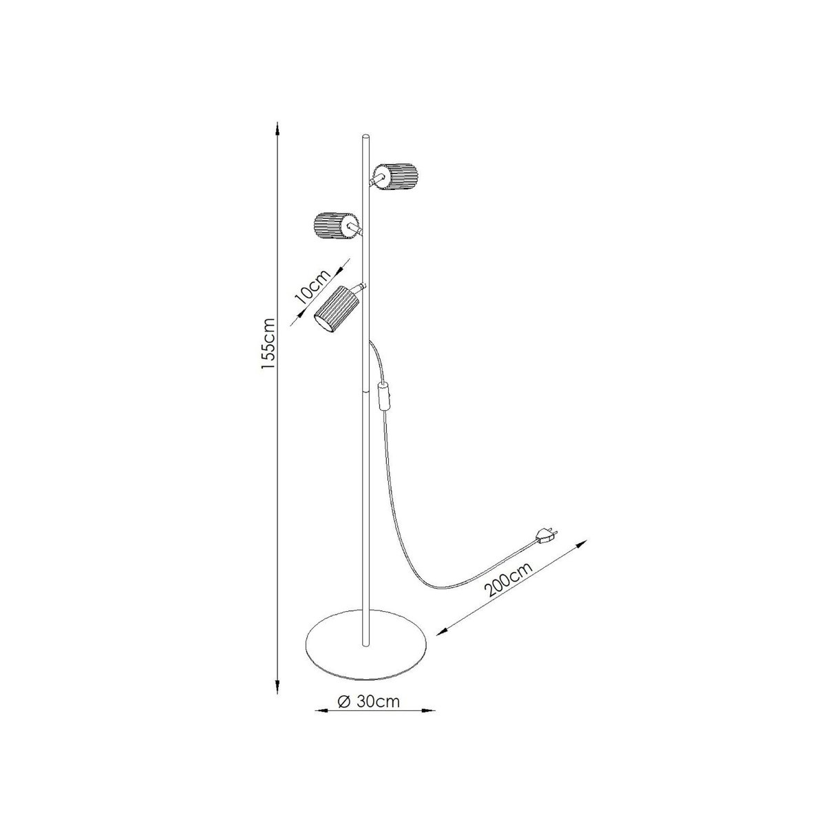 Lampadaire Aluminium Taupe GU10 3 KARBON taupe, EDEN
