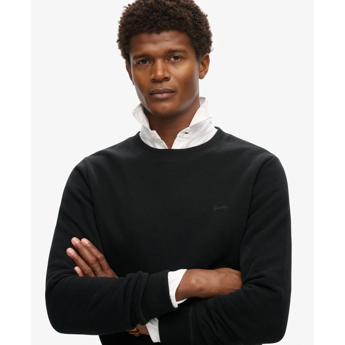 Sweat ras-du-cou à logo Essential noir, SUPERDRY