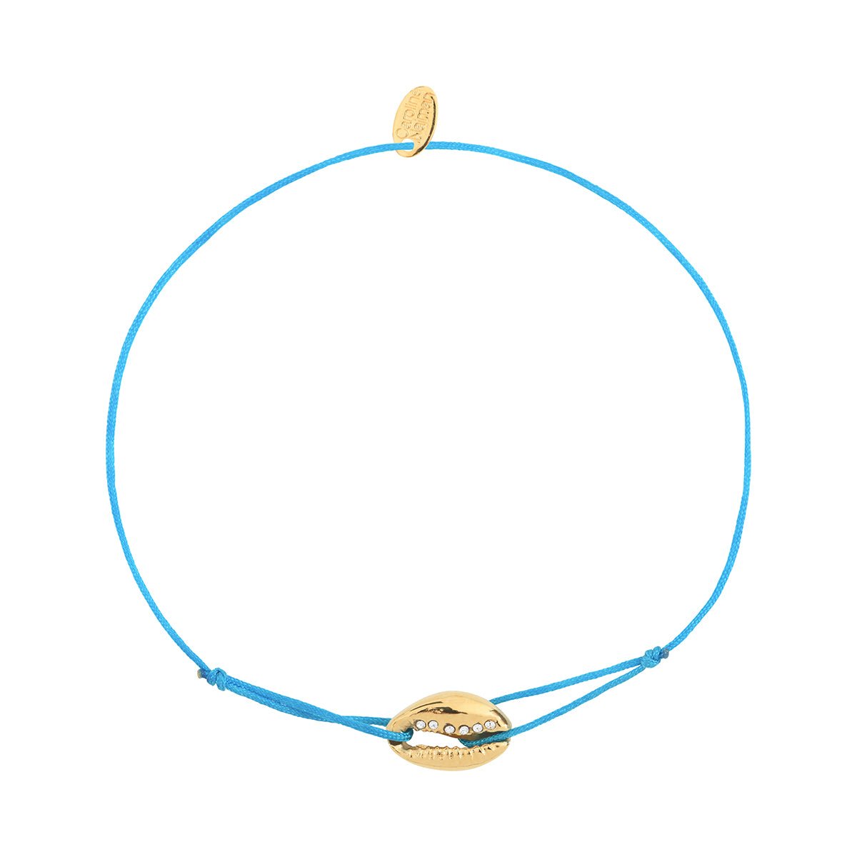 Bracelet cordon cauri turquoise blanc, CAROLINE NAJMAN